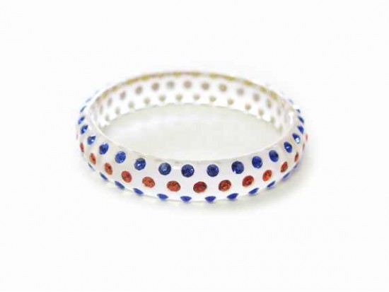 Clear Kids Orange Blue Crystal Bangle Bracelet