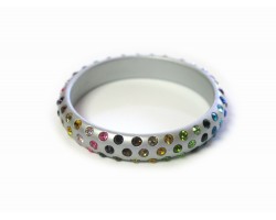 Silver Kids Dark Multi Crystal Bangle Bracelet