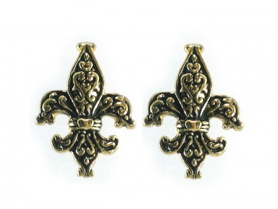 Gold  Fleur de Lis Filigree Post Earrings