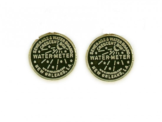 Antique Gold Water Meter Post Earrings 15mm