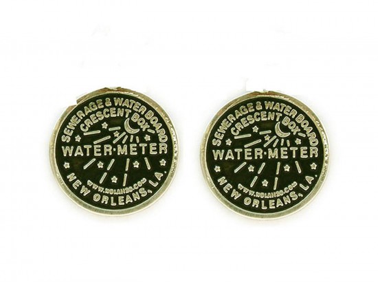 Antique Gold Water Meter Post Earrings 22mm