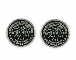 Antique Silver Water Meter Post Earrings 22mm