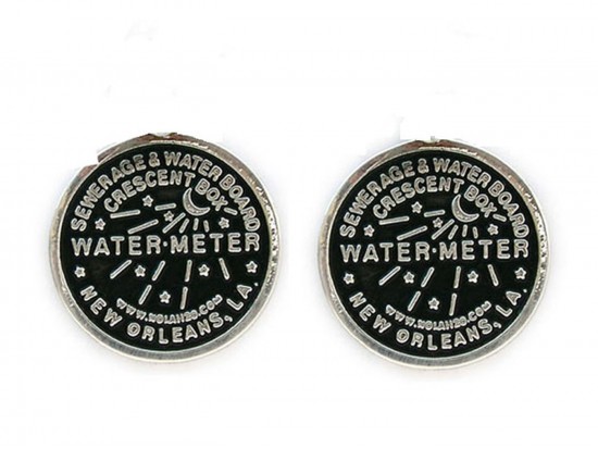 Antique Silver Water Meter Post Earrings 22mm
