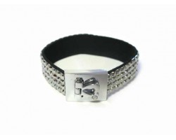 Hematite Crystal Strap Bracelet With Silver Heart Clasp