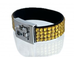 Topaz Yellow Crystal Strap Bracelet With Silver Heart Clasp