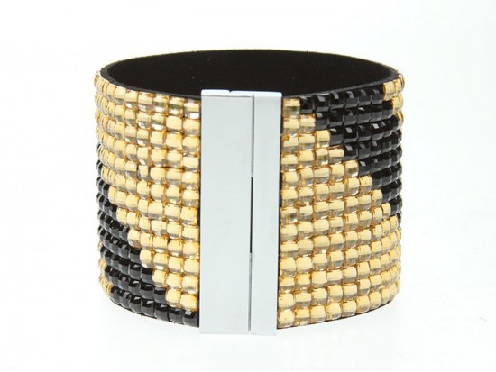 Black Gold Crystal Magnetic Strap Bracelet