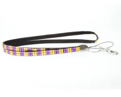 Checker Purple Gold Crystal Lanyard for ID Tags or Eye Glasses