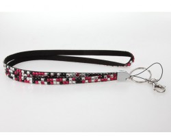 Leopard Clear And Hot Pink Crystal Lanyard For ID Tags Or Eyeglasses