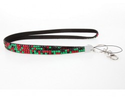 Leopard Red And Green Crystal Lanyard For ID Tags Or Eyeglasses