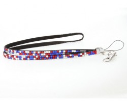 Leopard USA Colors Crystal Lanyard For ID Tags Or Eyeglasses