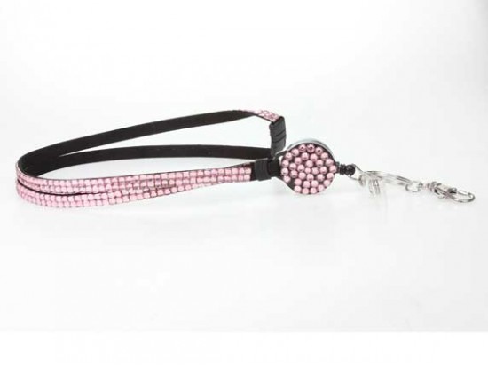 Light Rose Crystal Pull Lanyard Breakaway ID Tags or Eye Glass