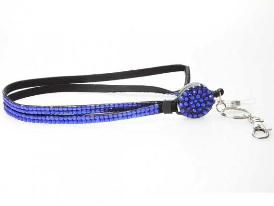 Sapphire Crystal Pull Lanyard Breakaway ID Tags or Eye Glass