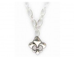 Silver Fleur De Lis Chain Necklace