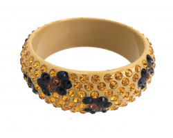 Tan Lucite Leopard Crystal Bangle