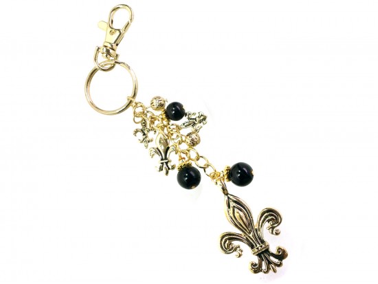 Black Gold Fleur De Lis Keychain Black Gold Fleur De Lis Keychain