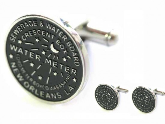 Antique Silver Water Meter Cuff Links 20mm