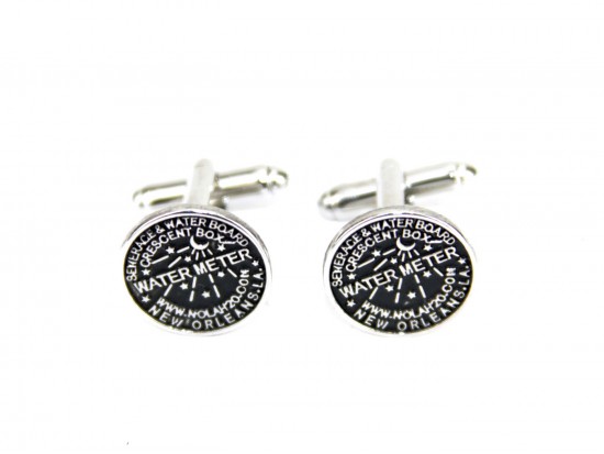 Antique Silver Water Meter Cuff Links 15mm