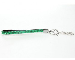 Two Row Emerald Crystal Strap Key Chain