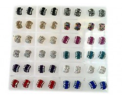 Assorted Metal Arch Crystal Earrings 24 Pair Card