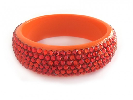 Hyacinth Crystal Orange Lucite Bangle