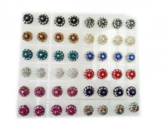 Assorted Domed Round Crystal Post Earring 24 Pair Assorted Domed Round Crystal Post Earring 24 Pair