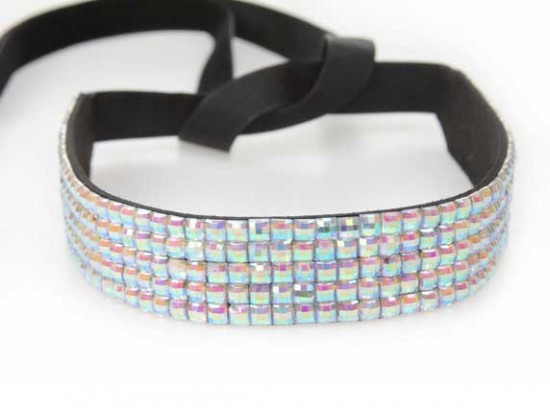 Clear AB Crystal 5 Row Headband Tie