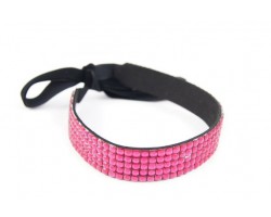 Hot Pink Crystal 5 Row Headband Tie