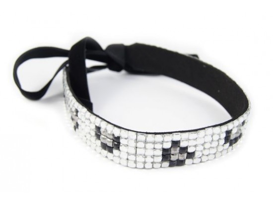 Clear Leopard Crystal 5 Row Headband Tie