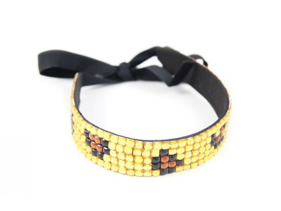 LCT Leopard Crystal 5 Row Headband Tie