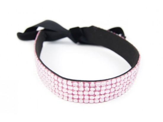 Light Rose Crystal 5 Row Headband Tie