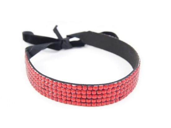 Light Siam Crystal 5 Row Headband Tie