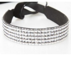 Metallic Crystal 5 Row Headband Tie Metallic Crystal 5 Row Headband Tie