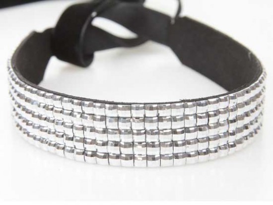 Metallic Crystal 5 Row Headband Tie