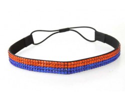 Orange Blue Crystal 5 Row Headband Stretch