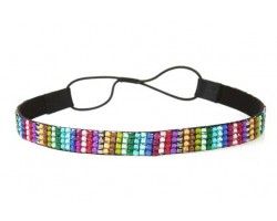 Dark Multi Crystal 5 Row Headband Stretch