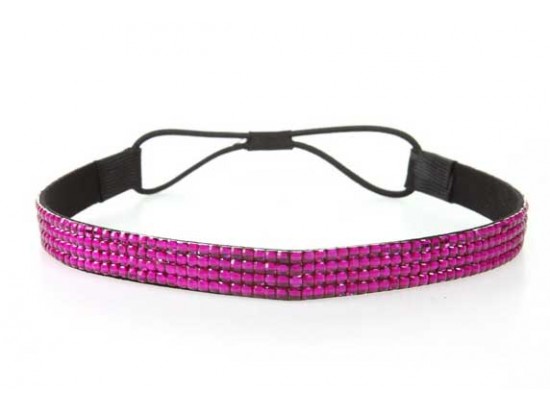 Fuchsia Crystal 5 Row Headband Stretch