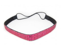 Hot Pink Crystal 5 Row Headband Stretch