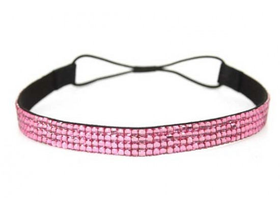 Light Rose Crystal 5 Row Headband Stretch