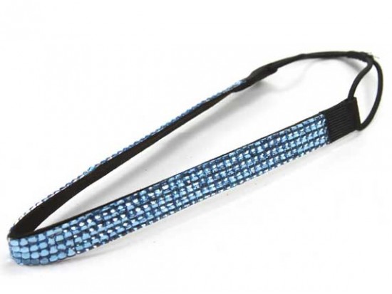 Light Sapphire Crystal 5 Row Headband Stretch