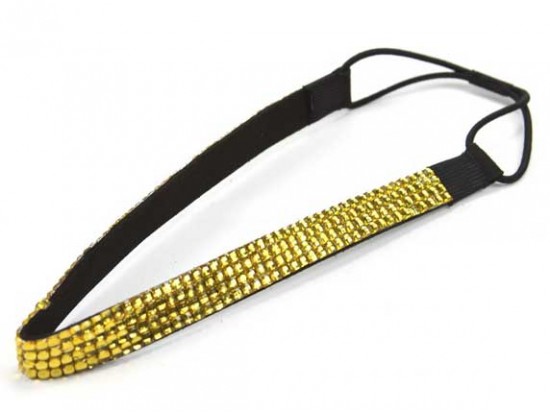 Yellow Crystal 5 Row Headband Stretch