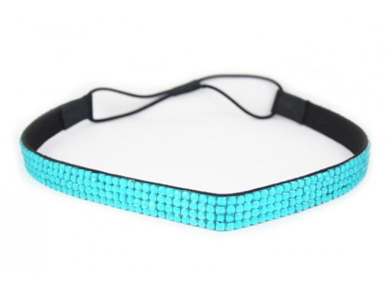 Blue Zircon Crystal 5 Row Headband Stretch