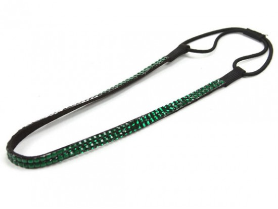 Emerald Crystal 2 Row Headband Stretch