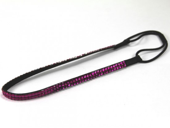 Fuchsia Crystal 2 Row Headband Stretch