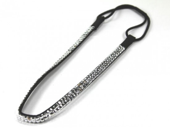 Metallic Crystal 2 Row Headband Stretch