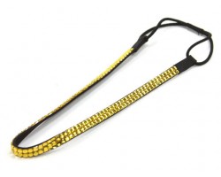 Yellow Crystal 2 Row Headband Stretch