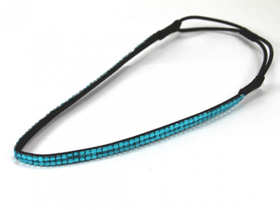 Blue Zircon Crystal 2 Row Headband Stretch