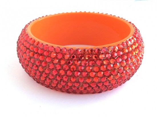 Hyacinth Crystal Orange Lucite Bangle