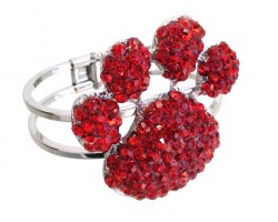 Red Crystal Paw Print Hinge Cuff Bracelet