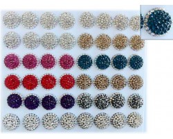 Assorted 22mm Round AB Crystal Earrings 24Pk Card