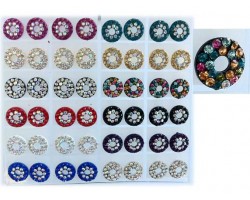 Assorted Crystal Round With Hole Center 24Pk Earring Card